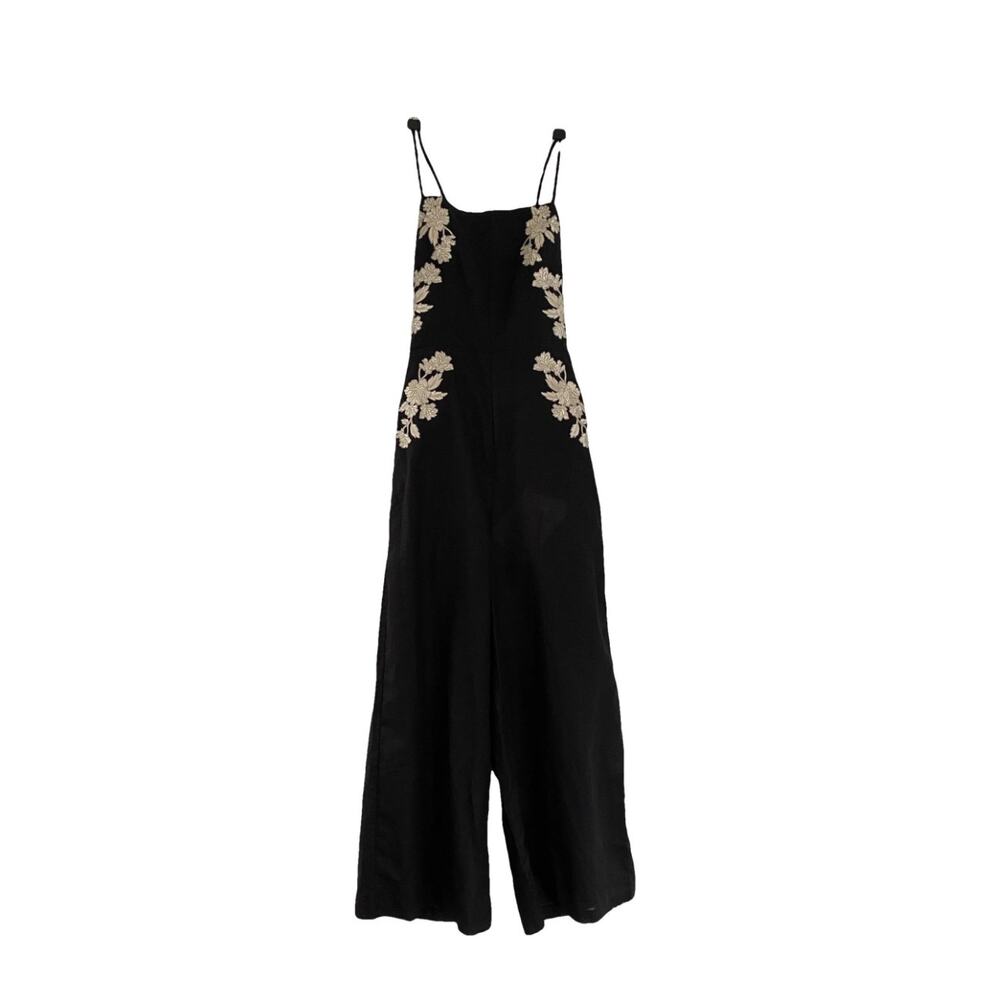 Zimmermann Black Jumpsuit with Cream Floral Accents